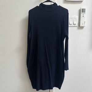 Blue Turtleneck Long Sleeve Dress